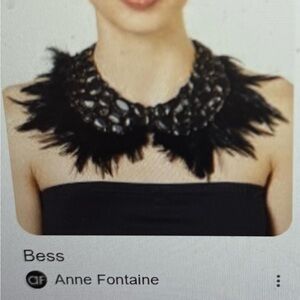 Anne Fontaine Black Feather collar Necklace, Bess, NWTs